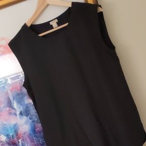 JCrew black sleeveless silk too